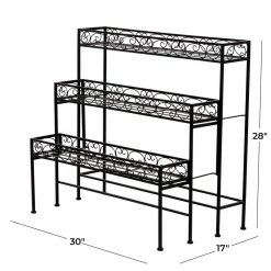 Litton Lane 30 in. x 28 in. Black Metal Industrial Specialty Indoor Plant Stand 20 Litton Lane 30 in. x 28 in. Black Metal Industrial Specialty Indoor Plant Stand -Litton Lane Sales Store black litton lane plant stands 040292 76 1000