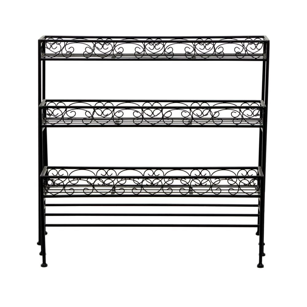 Litton Lane 30 in. x 28 in. Black Metal Industrial Specialty Indoor Plant Stand 7 Litton Lane 30 in. x 28 in. Black Metal Industrial Specialty Indoor Plant Stand - Image 5