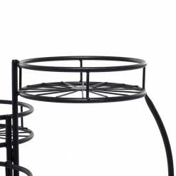 Litton Lane 22 in. Black Round Metal Sunburst Plantstand with 3-Tiers -Litton Lane Sales Store black litton lane plant stands 040548 44 1000