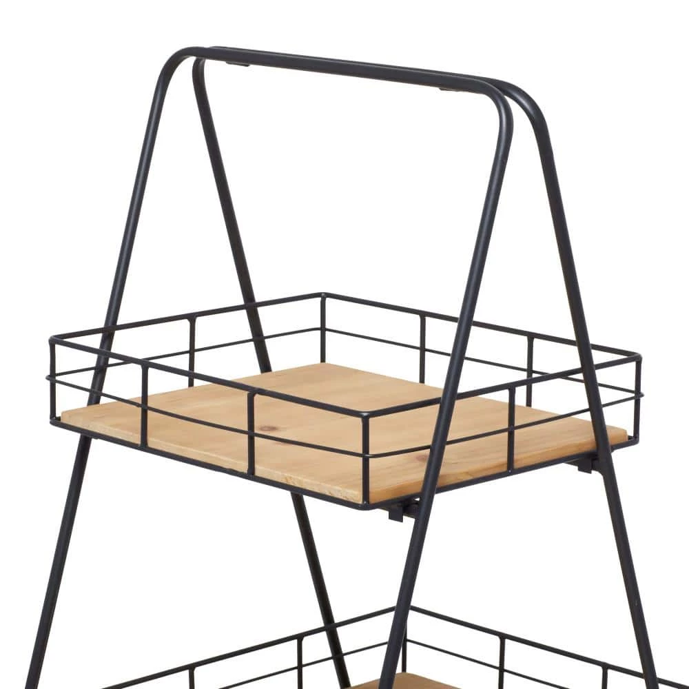 Litton Lane 40 in. Brown Triangle Wood Plantstand with 3-Tiers 6 Litton Lane 40 in. Brown Triangle Wood Plantstand with 3-Tiers - Image 4