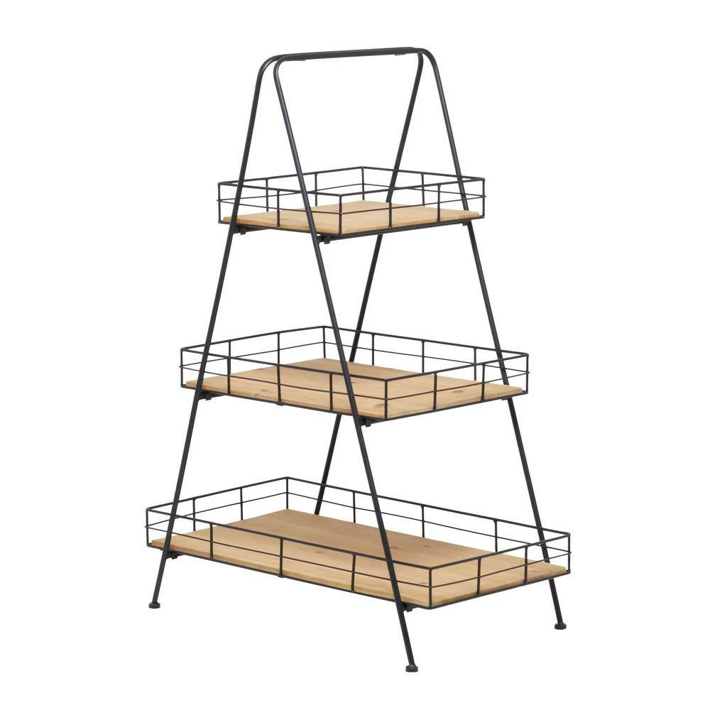 Litton Lane 40 in. Brown Triangle Wood Plantstand with 3-Tiers 4 Litton Lane 40 in. Brown Triangle Wood Plantstand with 3-Tiers - Image 2