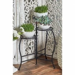 Litton Lane 24 in. Black Round Metal Floral Plantstand with 3-Tiers 27 Litton Lane 24 in. Black Round Metal Floral Plantstand with 3-Tiers -Litton Lane Sales Store black litton lane plant stands 45080 31 1000