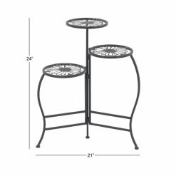 Litton Lane 24 in. Black Round Metal Floral Plantstand with 3-Tiers 17 Litton Lane 24 in. Black Round Metal Floral Plantstand with 3-Tiers -Litton Lane Sales Store black litton lane plant stands 45080 40 1000