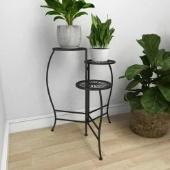 Litton Lane 24 in. Black Round Metal Floral Plantstand with 3-Tiers 24 Litton Lane 24 in. Black Round Metal Floral Plantstand with 3-Tiers -Litton Lane Sales Store black litton lane plant stands 45080 44 1000