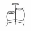 Litton Lane 24 in. Black Round Metal Floral Plantstand with 3-Tiers -Litton Lane Sales Store black litton lane plant stands 45080 64 1000
