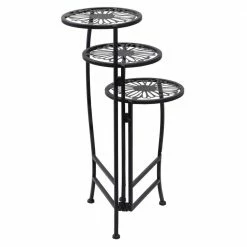 Litton Lane 24 in. Black Round Metal Floral Plantstand with 3-Tiers 20 Litton Lane 24 in. Black Round Metal Floral Plantstand with 3-Tiers -Litton Lane Sales Store black litton lane plant stands 45080 66 1000