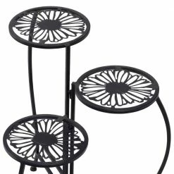 Litton Lane 24 in. Black Round Metal Floral Plantstand with 3-Tiers 21 Litton Lane 24 in. Black Round Metal Floral Plantstand with 3-Tiers -Litton Lane Sales Store black litton lane plant stands 45080 77 1000
