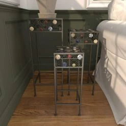 Litton Lane 28 in. Black Square Metal Jeweled Plantstand with 3-Tiers -Litton Lane Sales Store black litton lane plant stands 61531 4f 1000