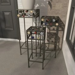 Litton Lane 28 in. Black Square Metal Jeweled Plantstand with 3-Tiers -Litton Lane Sales Store black litton lane plant stands 61531 77 1000