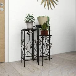 Litton Lane 28 in. x 11 in. Black Metal Traditional Plantstand (Set of 3) 22 Litton Lane 28 in. x 11 in. Black Metal Traditional Plantstand (Set of 3) -Litton Lane Sales Store black litton lane plant stands 63344 4f 1000