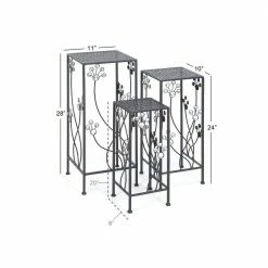 Litton Lane 28 in. x 11 in. Black Metal Traditional Plantstand (Set of 3) 26 Litton Lane 28 in. x 11 in. Black Metal Traditional Plantstand (Set of 3) -Litton Lane Sales Store black litton lane plant stands 63344 76 1000