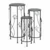 Litton Lane 28 in. Black Cylinder Metal Floral Crystal Plantstand with 3-Tiers -Litton Lane Sales Store black litton lane plant stands 63345 64 1000