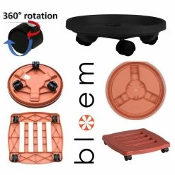 Bloem Caddy Round 14 in. Black Plastic Plant Stand Caddy with Wheels (2-Pack) 10 Bloem Caddy Round 14 in. Black Plastic Plant Stand Caddy with Wheels (2-Pack) -Litton Lane Sales Store bloem planter caddies dotcomcad1400 40 1000