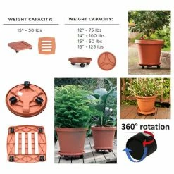 Bloem Caddy Round 14 in. Black Plastic Plant Stand Caddy with Wheels (2-Pack) 13 Bloem Caddy Round 14 in. Black Plastic Plant Stand Caddy with Wheels (2-Pack) -Litton Lane Sales Store bloem planter caddies dotcomcad1400 4f 1000