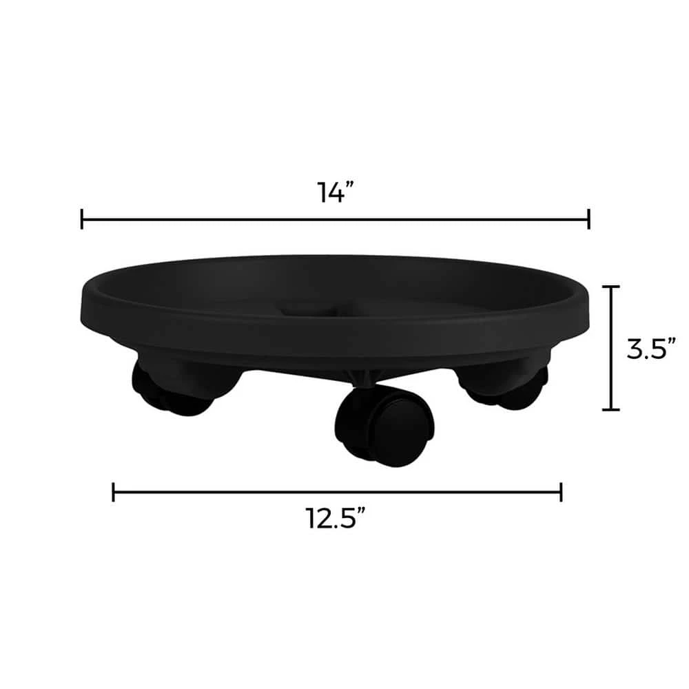 Bloem Caddy Round 14 in. Black Plastic Plant Stand Caddy with Wheels (2-Pack) 6 Bloem Caddy Round 14 in. Black Plastic Plant Stand Caddy with Wheels (2-Pack) - Image 4