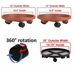 Bloem Caddy Round 16 in. Terra Cotta Plastic Plant Stand Caddy with Wheels -Litton Lane Sales Store bloem planter saucers 95126c 40 1000