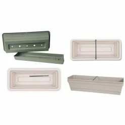 Bloem Dura Cotta 18 in. Black Plastic Window Box Planter with Tray -Litton Lane Sales Store bloem planter saucers dcbt18 00 a0 1000