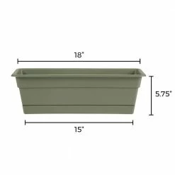 Bloem Dura Cotta 18 in. Living Green Plastic Window Box Planter with Tray -Litton Lane Sales Store bloem planter saucers dcbt18 42 a0 1000