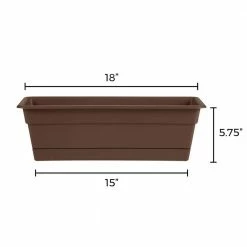 Bloem Dura Cotta 18 in. Chocolate Plastic Window Box Planter with Tray -Litton Lane Sales Store bloem planter saucers dcbt18 45 1d 1000