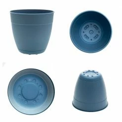 Bloem Dayton 20 in. Plastic Planter with Saucer Tray, Blue -Litton Lane Sales Store blue bloem plant pots day2071l 40 1000