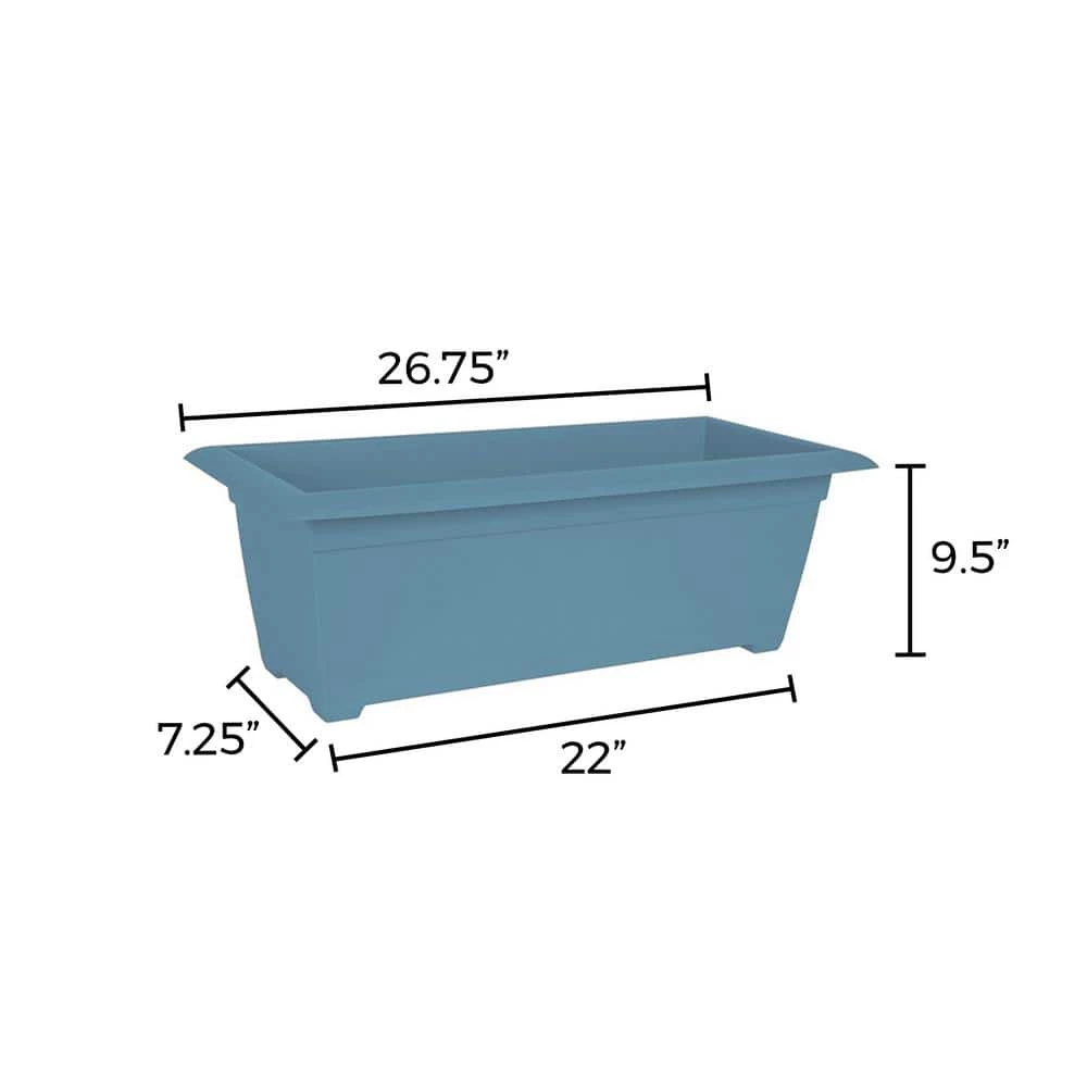 Bloem Dayton 27 in. Plastic Large Window Deck Box Planter, Blue 5 Bloem Dayton 27 in. Plastic Large Window Deck Box Planter, Blue - Image 3