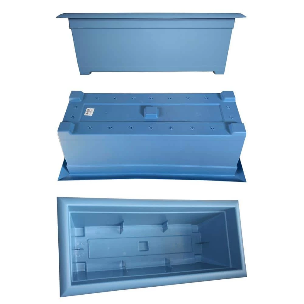 Bloem Dayton 27 in. Plastic Large Window Deck Box Planter, Blue 4 Bloem Dayton 27 in. Plastic Large Window Deck Box Planter, Blue - Image 2