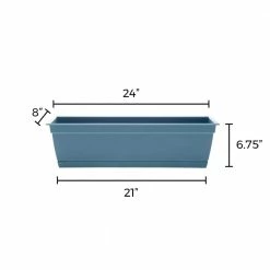 Bloem Dayton 24 in. Plastic Window Box Planter, Blue -Litton Lane Sales Store blue bloem window boxes daywb2471l 1d 1000