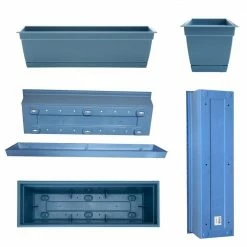 Bloem Dayton 24 in. Plastic Window Box Planter, Blue -Litton Lane Sales Store blue bloem window boxes daywb2471l 31 1000