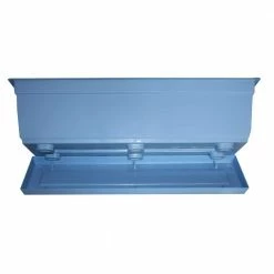 Bloem Dayton 24 in. Plastic Window Box Planter, Blue -Litton Lane Sales Store blue bloem window boxes daywb2471l 77 1000