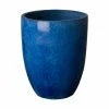 Emissary 19 in. Dia Tall Round Blue Ceramic Planter -Litton Lane Sales Store blue emissary plant pots 0552bl 2 64 1000
