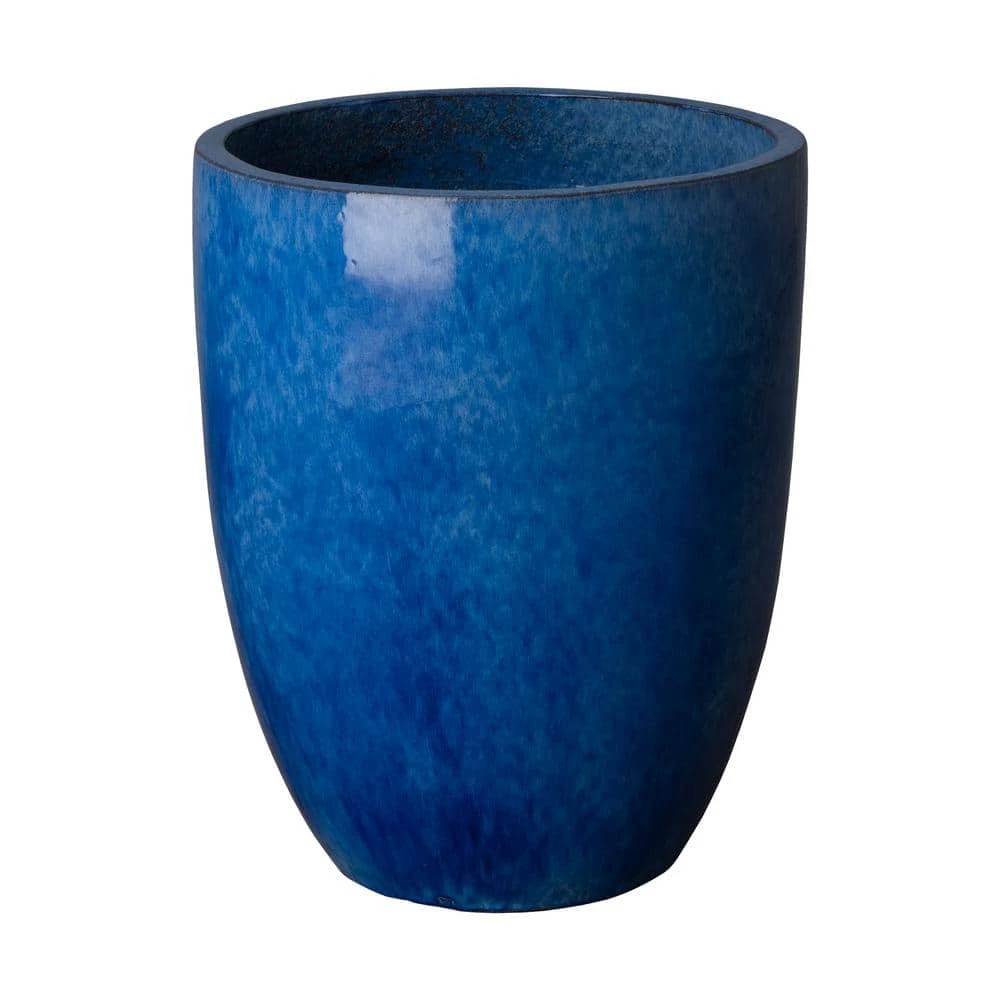 Emissary 19 in. Dia Tall Round Blue Ceramic Planter 3 Emissary 19 in. Dia Tall Round Blue Ceramic Planter