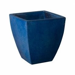 Emissary 17 in. H Square Blue Ceramic Planter