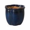 Emissary 16 in. Dia Deep Blue Ceramic Scalloped Planter -Litton Lane Sales Store blue emissary plant pots 09752bl 2 64 1000
