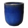 Emissary 27 in. Round Blue Ceramic Planter -Litton Lane Sales Store blue emissary plant pots 12474bl 2 64 1000