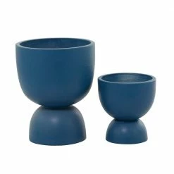Litton Lane 15 in. x 12 in. Blue MGO Modern Planter ( Set of 2 )