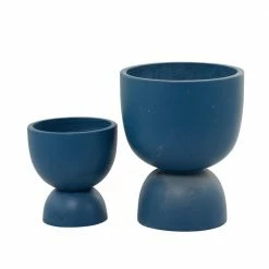 Litton Lane 15 in. x 12 in. Blue MGO Modern Planter ( Set of 2 ) 12 Litton Lane 15 in. x 12 in. Blue MGO Modern Planter ( Set of 2 ) -Litton Lane Sales Store blue litton lane plant pots 042660 66 1000
