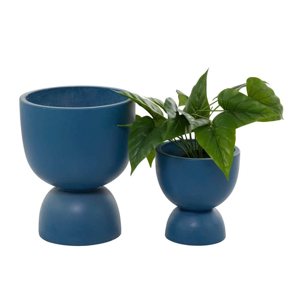 Litton Lane 15 in. x 12 in. Blue MGO Modern Planter ( Set of 2 ) 4 Litton Lane 15 in. x 12 in. Blue MGO Modern Planter ( Set of 2 ) - Image 2