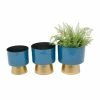 Litton Lane 10 In. x 9 In. Blue Metal Modern Planter (Set of 3)