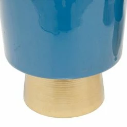 Litton Lane 10 In. x 9 In. Blue Metal Modern Planter (Set of 3) -Litton Lane Sales Store blue litton lane plant pots 70267 fa 1000