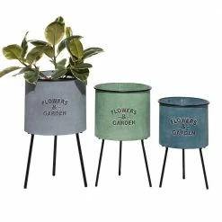 Litton Lane 20 in. x 12 in. Multi Colored Metal Farmhouse Planter (Set of 3)