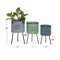 Litton Lane 20 in. x 12 in. Multi Colored Metal Farmhouse Planter (Set of 3) -Litton Lane Sales Store blue litton lane plant pots 92137 76 1000