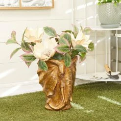 Litton Lane 10 in. x 14 in. Bronze Polystone Traditional Planter -Litton Lane Sales Store bronze litton lane plant pots 041138 31 1000