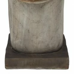 Litton Lane 33 in. Brown Magnesium Oxide Contemporary Face Garden Sculpture -Litton Lane Sales Store brown litton lane garden statues 040326 44 1000