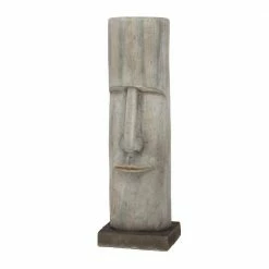 Litton Lane 33 in. Brown Magnesium Oxide Contemporary Face Garden Sculpture