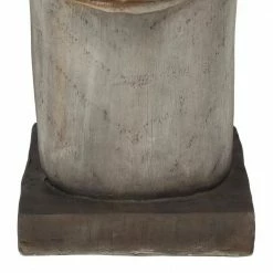 Litton Lane 33 in. Brown Magnesium Oxide Contemporary Face Garden Sculpture -Litton Lane Sales Store brown litton lane garden statues 040326 77 1000