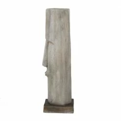 Litton Lane 33 in. Brown Magnesium Oxide Contemporary Face Garden Sculpture -Litton Lane Sales Store brown litton lane garden statues 040326 c3 1000