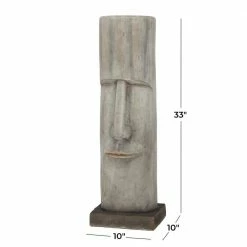 Litton Lane 33 in. Brown Magnesium Oxide Contemporary Face Garden Sculpture -Litton Lane Sales Store brown litton lane garden statues 040326 fa 1000