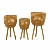 Litton Lane 26 in. x 15 in. Brown Bamboo Bohemian Planter (Set of 3) -Litton Lane Sales Store brown litton lane plant pots 041957 66 1000
