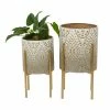 Litton Lane 23 in. x 13 in. Brown Metal Bohemian Planter (Set of 2) -Litton Lane Sales Store brown litton lane plant pots 041992 64 1000