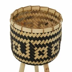 Litton Lane 27 in. x 14 in. Brown Bamboo Bohemian Planter (Set of 3) -Litton Lane Sales Store brown litton lane plant pots 042002 44 1000